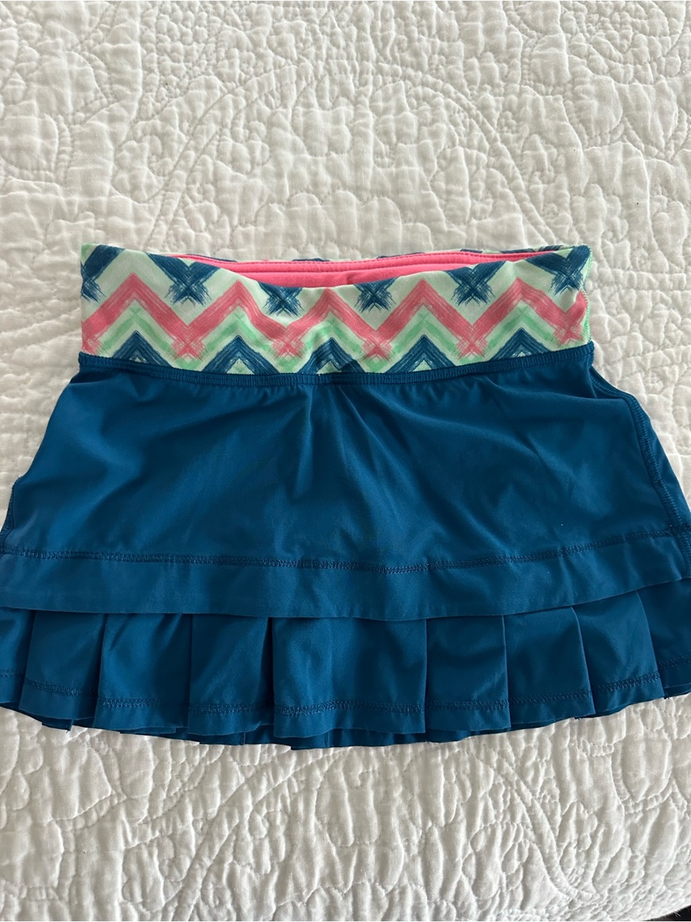 Ivivva Girls Teal Golf Tennis Skirt with Chevron Waistband 6